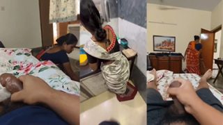 Desi Maid Aunty Watches Me Flash Dick Leak Show